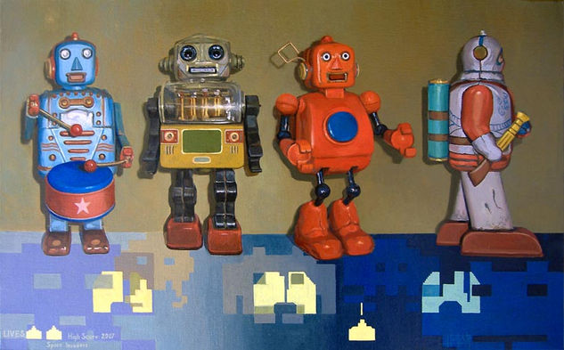 space invaders Oil Canvas Others