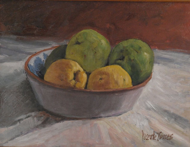 Bodegón con membrillos 13 Oil Panel Still Life Paintings