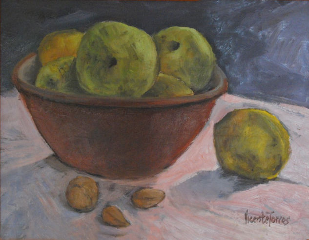 Bodegón con membrillos 15 Oil Panel Still Life Paintings