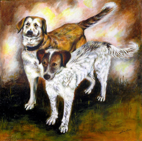 Cave canem. Oil Canvas Animals