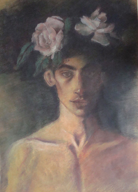 Joven con flores