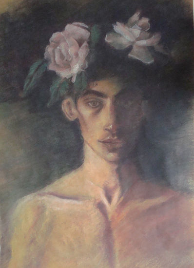 JOVEN CON FLORES Carboncillo