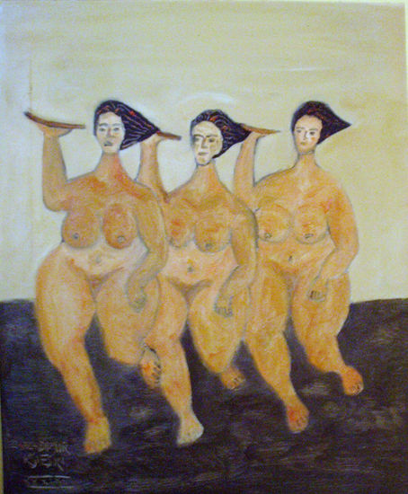 grandes damas naranja Oil Canvas Nude Paintings