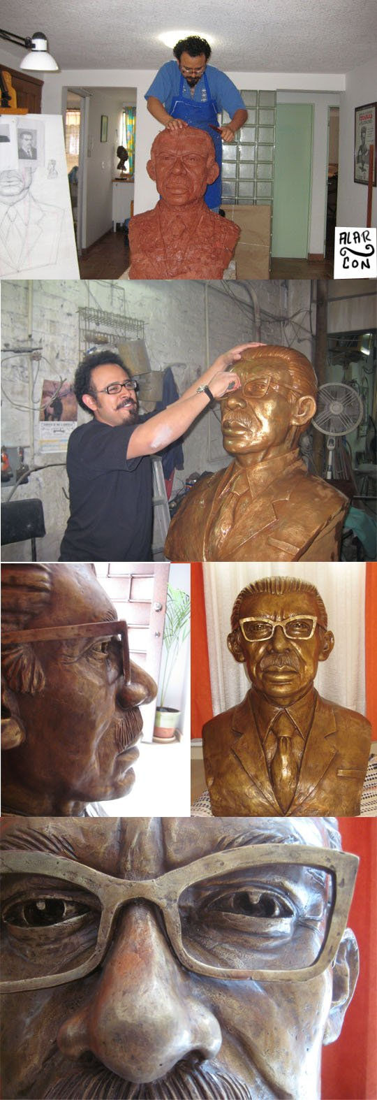 Proceso de busto de bronce