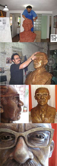 Proceso de busto de bronce 