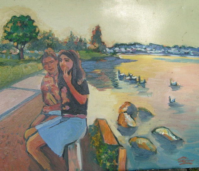 NIÑAS EN LA LAGUNA