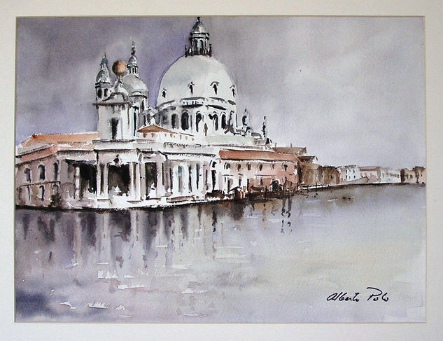 Santa Maria della Salute Acuarela Papel Paisaje