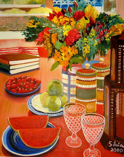 Bodegón con sandías Oil Canvas Still Life Paintings