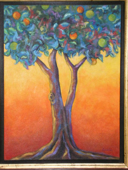 Árbol de Naranja Lima Media Mixta Lienzo