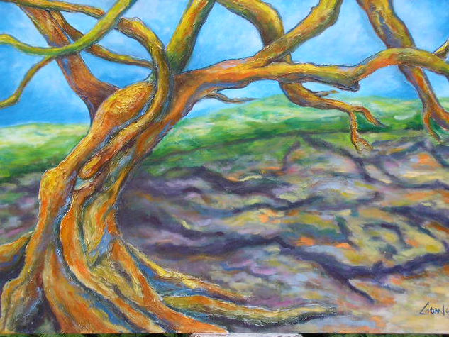 A la sombra de un árbol Mixed media Canvas