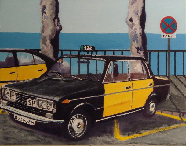 taxi BCN Óleo Lienzo Otros