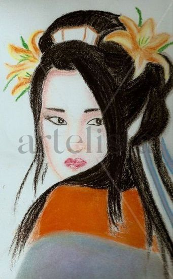 GEISHA Pastel Paper Portrait