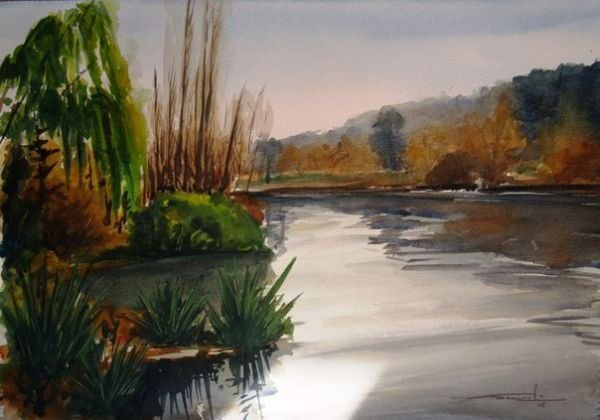 Río Duero en Soria Watercolour Paper Landscaping