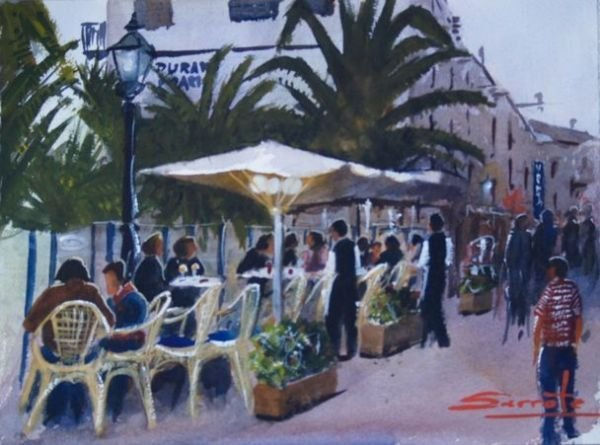 Terraza al atardecer Watercolour Paper Landscaping