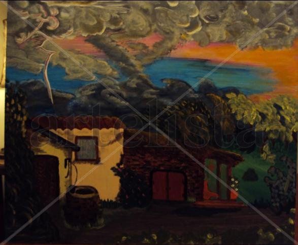 tormenta sobre puesto rural 