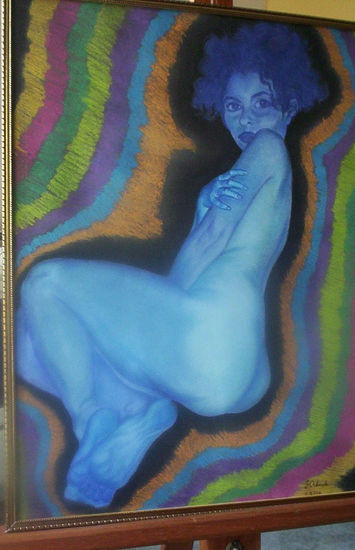 Mujer Azul (Autorretrato) Pastel Card Nude Paintings