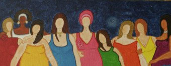 Gordas em noite de festa Acrylic Textile Figure Painting