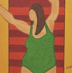 Gorda de frente na toalha Acrylic Textile Figure Painting