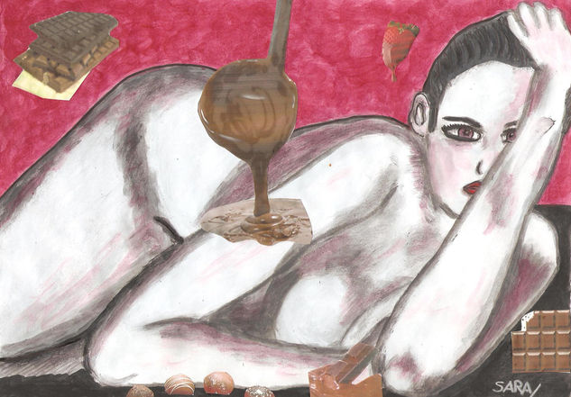 Chocolate chocolate Mixed media Paper Figure Painting