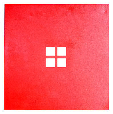 ventana roja Mixed media Canvas