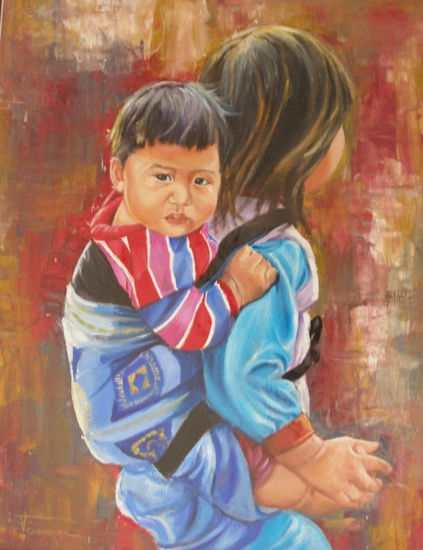 hermanos nepal Oil Paper Figure Painting