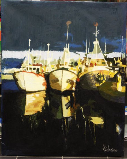 Barcos 3 Oil Canvas Marine Painting