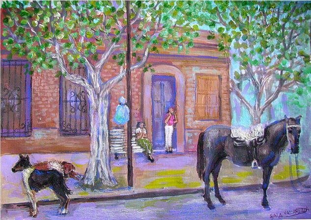 "Esquina de un pueblo" Acrylic Card Landscaping