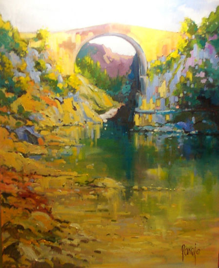 Puente sobre el Llierca Oil Canvas Landscaping