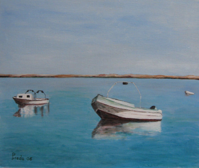 Barcas Ria del Tinto Acrylic Canvas Landscaping