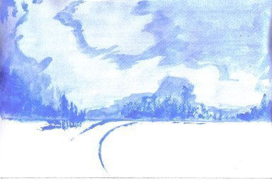 Paisaje nevado 1 Watercolour Card Landscaping