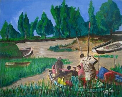 Vamos de pesca Oil Canvas Landscaping