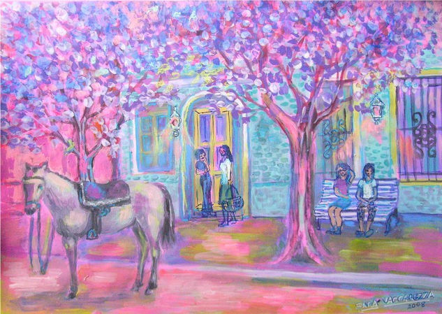 "Tardecita en el pueblo" Acrylic Card Landscaping