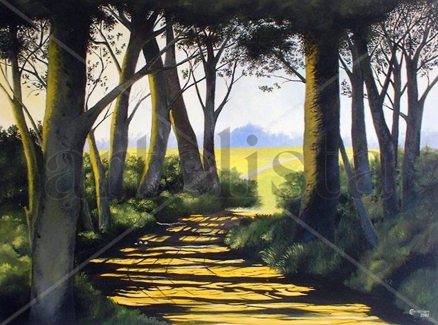 Sombras no caminho Oil Textile Landscaping