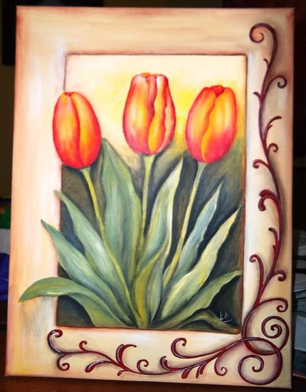 tulipanes Acrylic Canvas Floral Painting