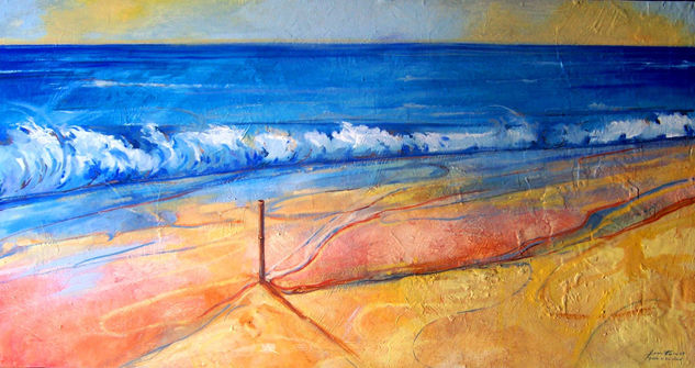 PLAYA A LAS CINCO Mixed media Panel Marine Painting