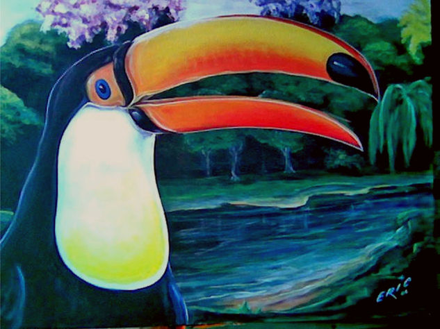 Tucán solitario Oil Panel Animals