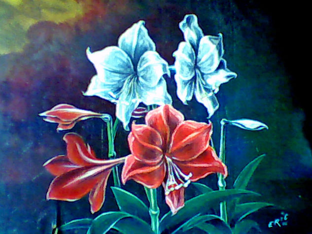 Lirios del Campo Oil Canvas Floral Painting