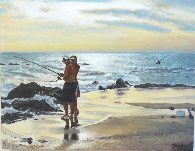 Pescando en La Tuna Acrylic Canvas Landscaping