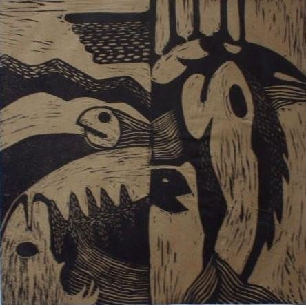 MAR DE VALPARAISO Woodcut