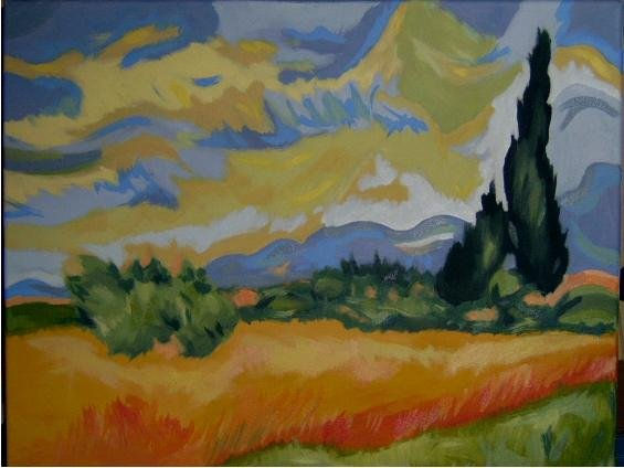 Campo de trigo con ciprés de van Gogh por Luis Dario Domingo