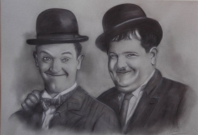 LAUREL Y HARDY-dibujo Carboncillo