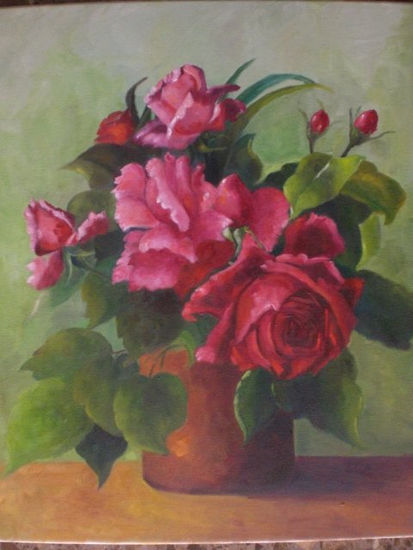 rosas rojas Oil Canvas Floral Painting