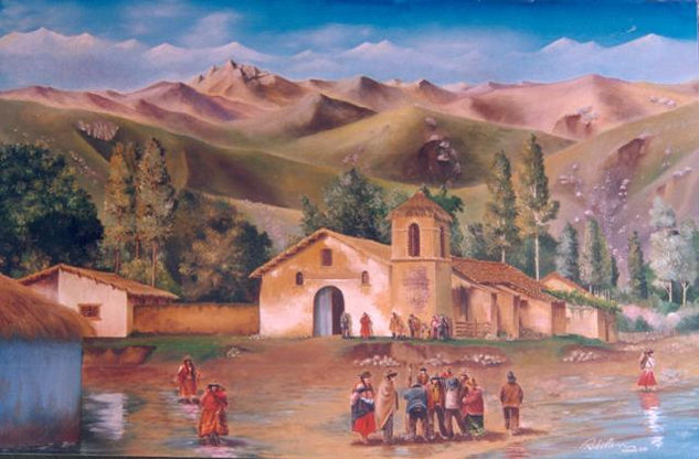 Fiesta en el Altiplano Oil Canvas Landscaping