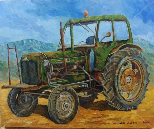 tractor verde Oil Canvas Others