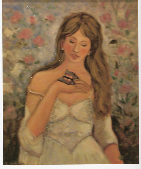 LA MARIPOSA Oil Canvas Figure Painting