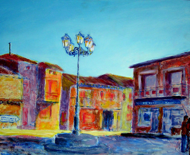 Amanecer en la plaza Acrylic Others Landscaping