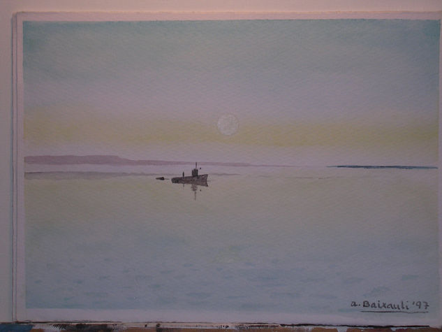 Barquito Watercolour Canvas Marine Painting