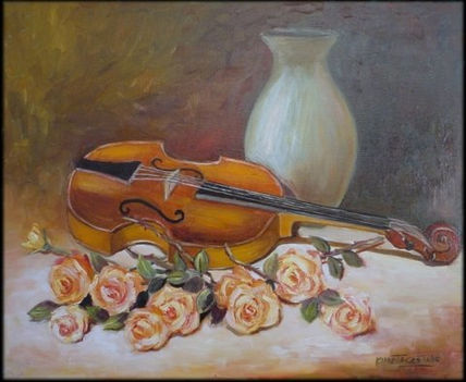 Bodegon con rosas y...