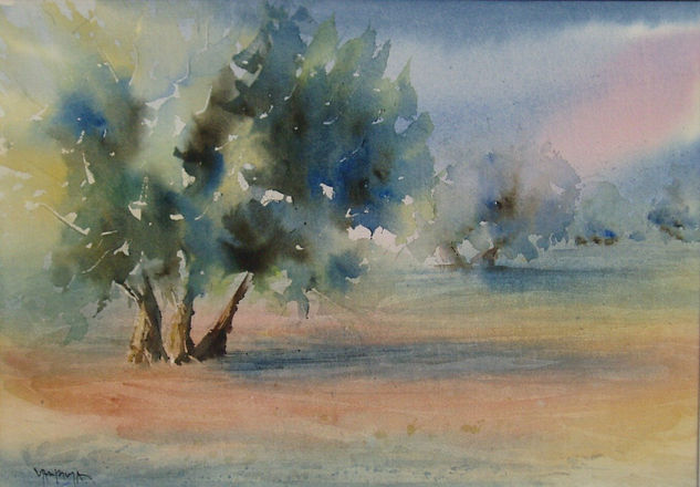 Olivos 3 Acuarela Papel Paisaje