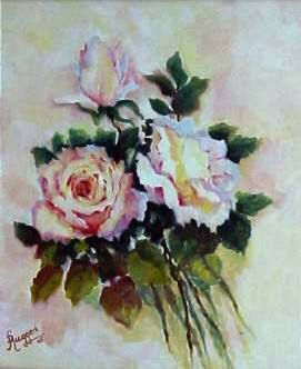 Rosas I Oil Panel Floral Painting